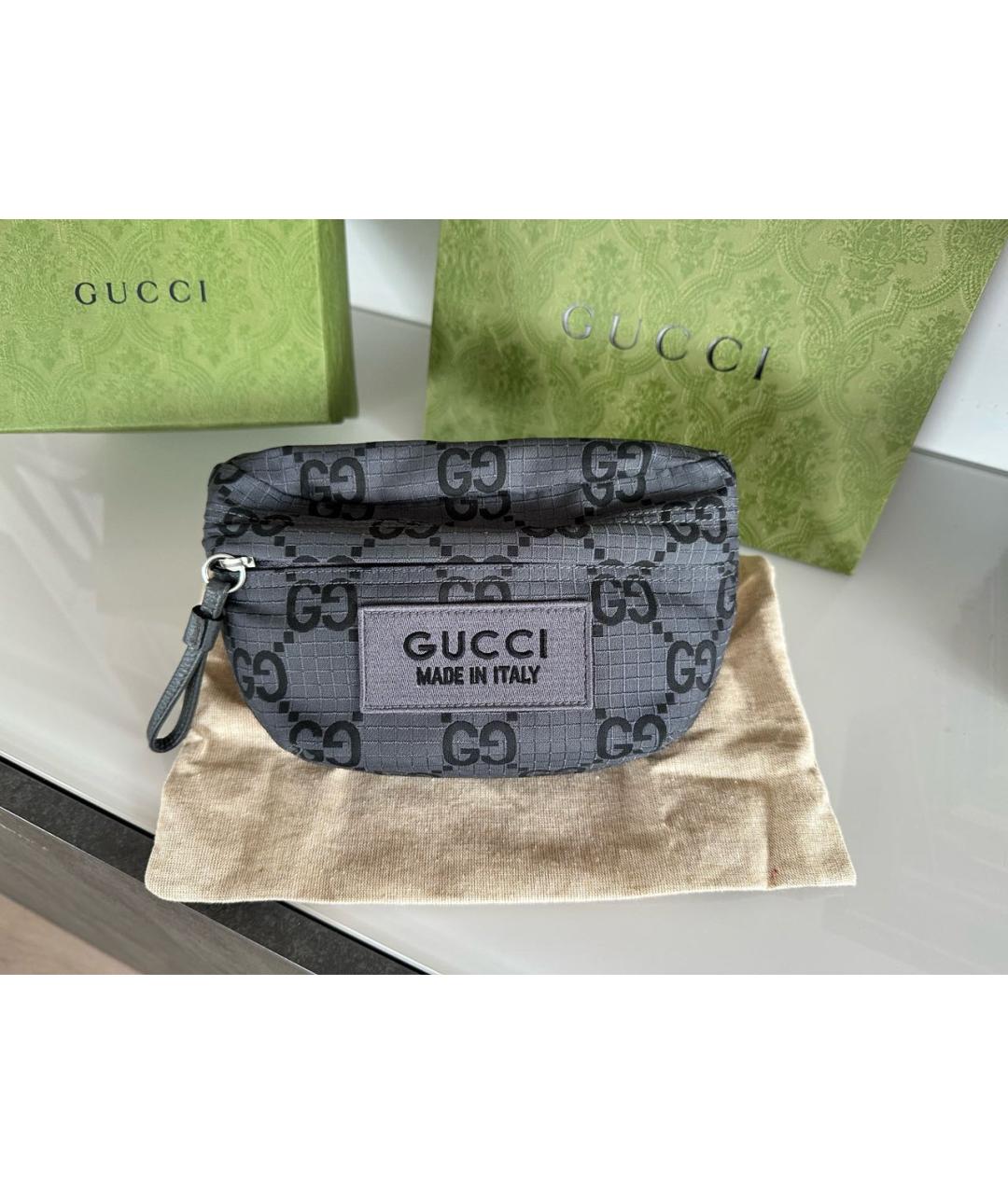 GUCCI Антрацитовая поясная сумка, фото 7