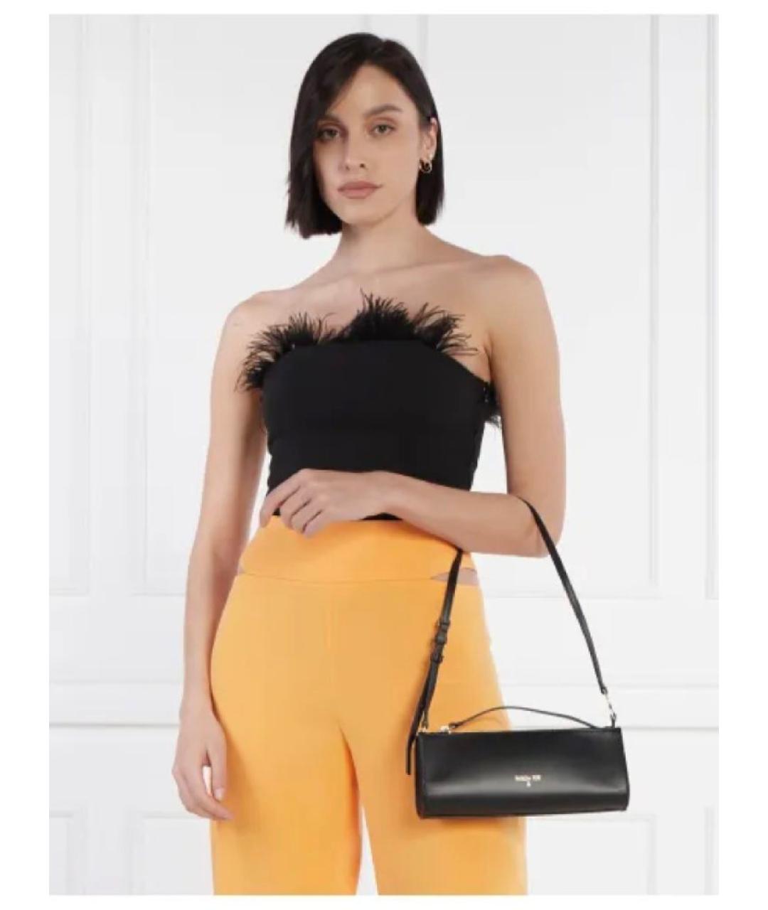 PATRIZIA PEPE Черная кожаная сумка через плечо, фото 4