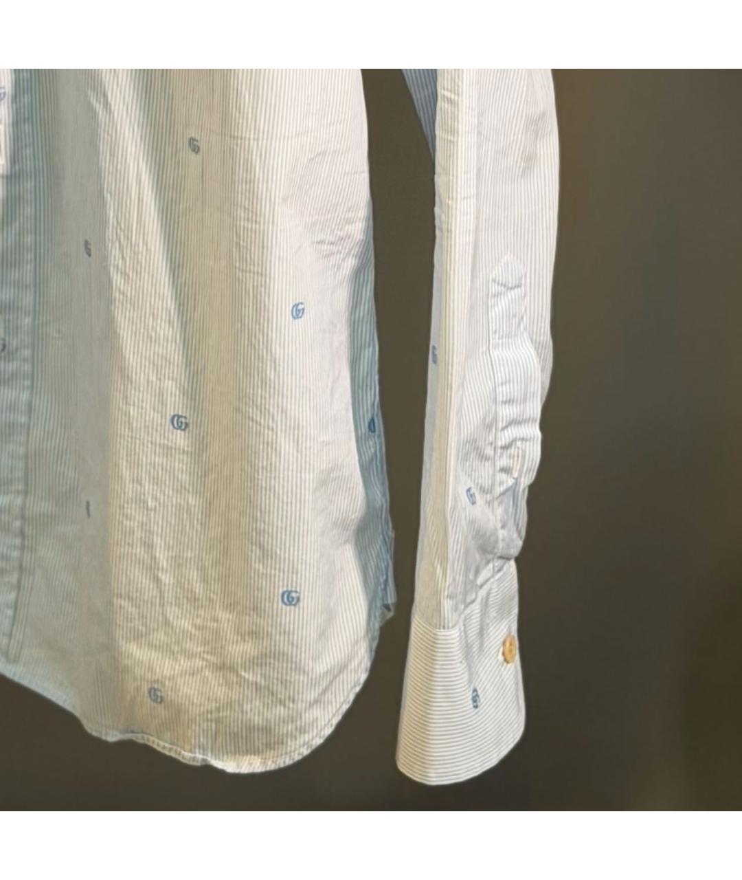 GUCCI Голубая хлопковая классическая рубашка, фото 4