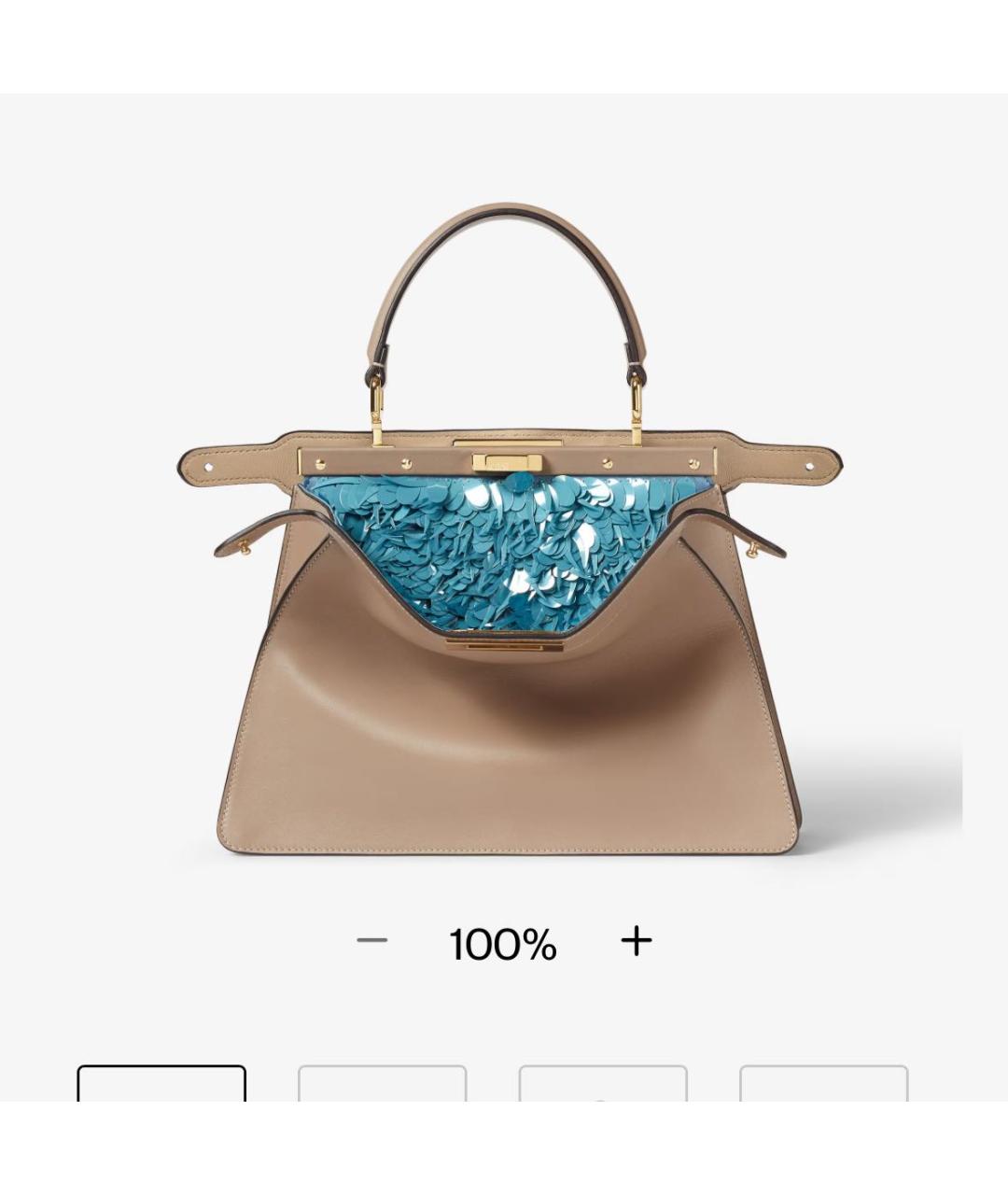 FENDI Коричневая кожаная сумка с короткими ручками, фото 5