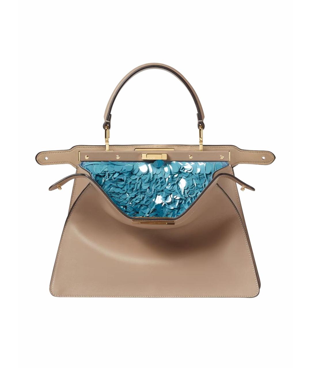 FENDI Коричневая кожаная сумка с короткими ручками, фото 1