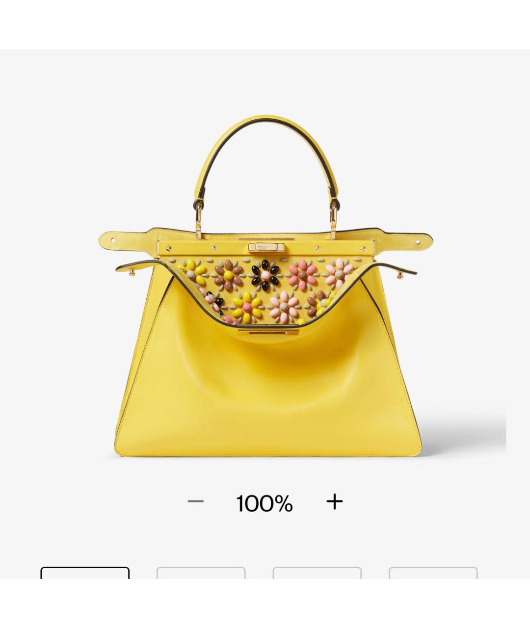 FENDI Желтая кожаная сумка с короткими ручками, фото 5