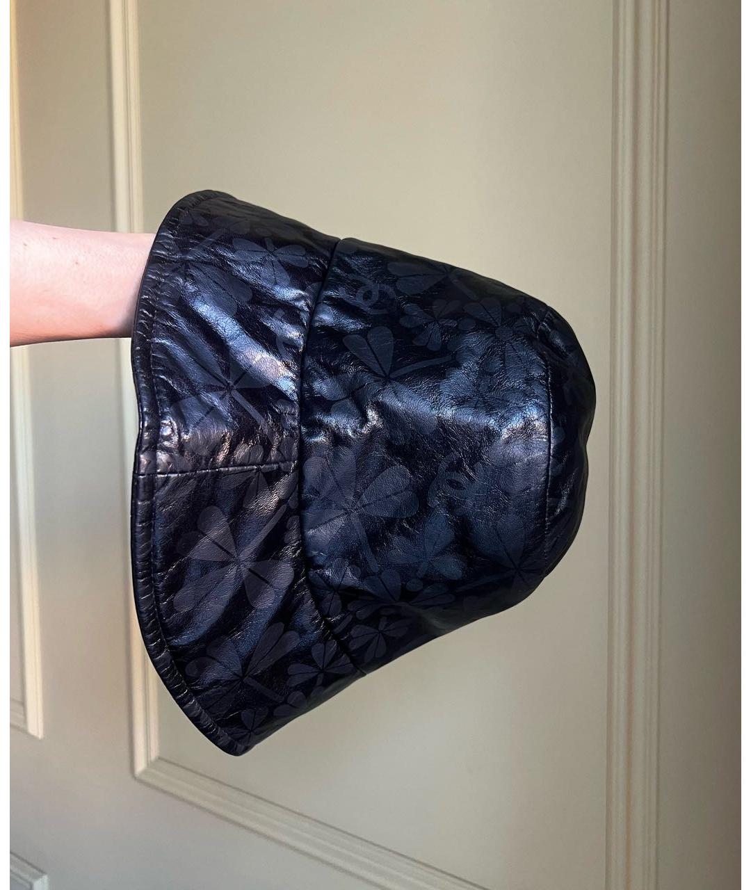 CHANEL Черная кожаная панама, фото 3