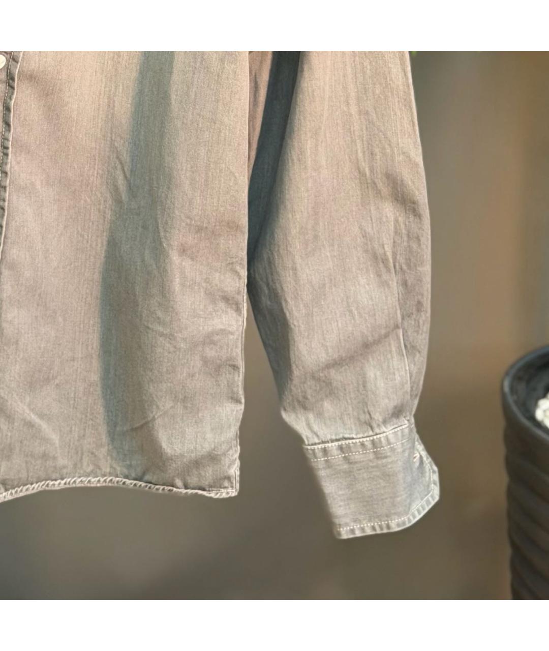 BRUNELLO CUCINELLI Серая хлопковая кэжуал рубашка, фото 4