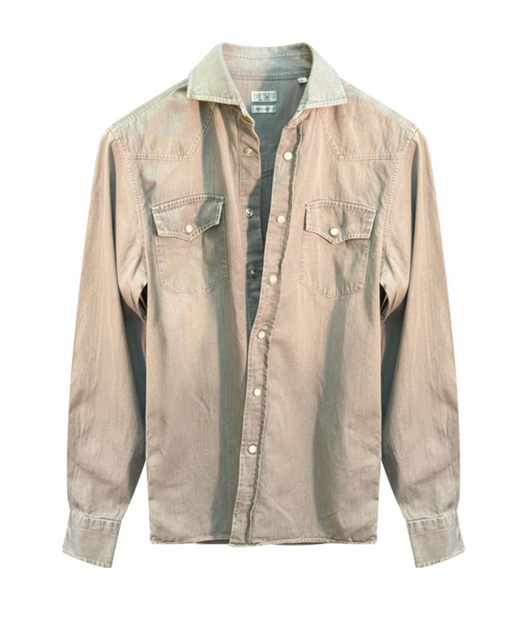 BRUNELLO CUCINELLI Серая хлопковая кэжуал рубашка, фото 1