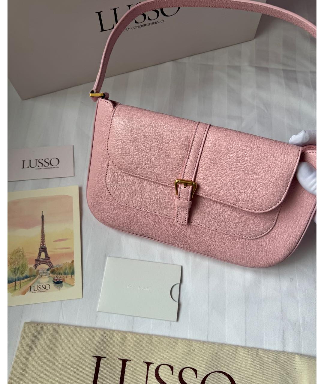 BY FAR Розовая кожаная сумка с короткими ручками, фото 4