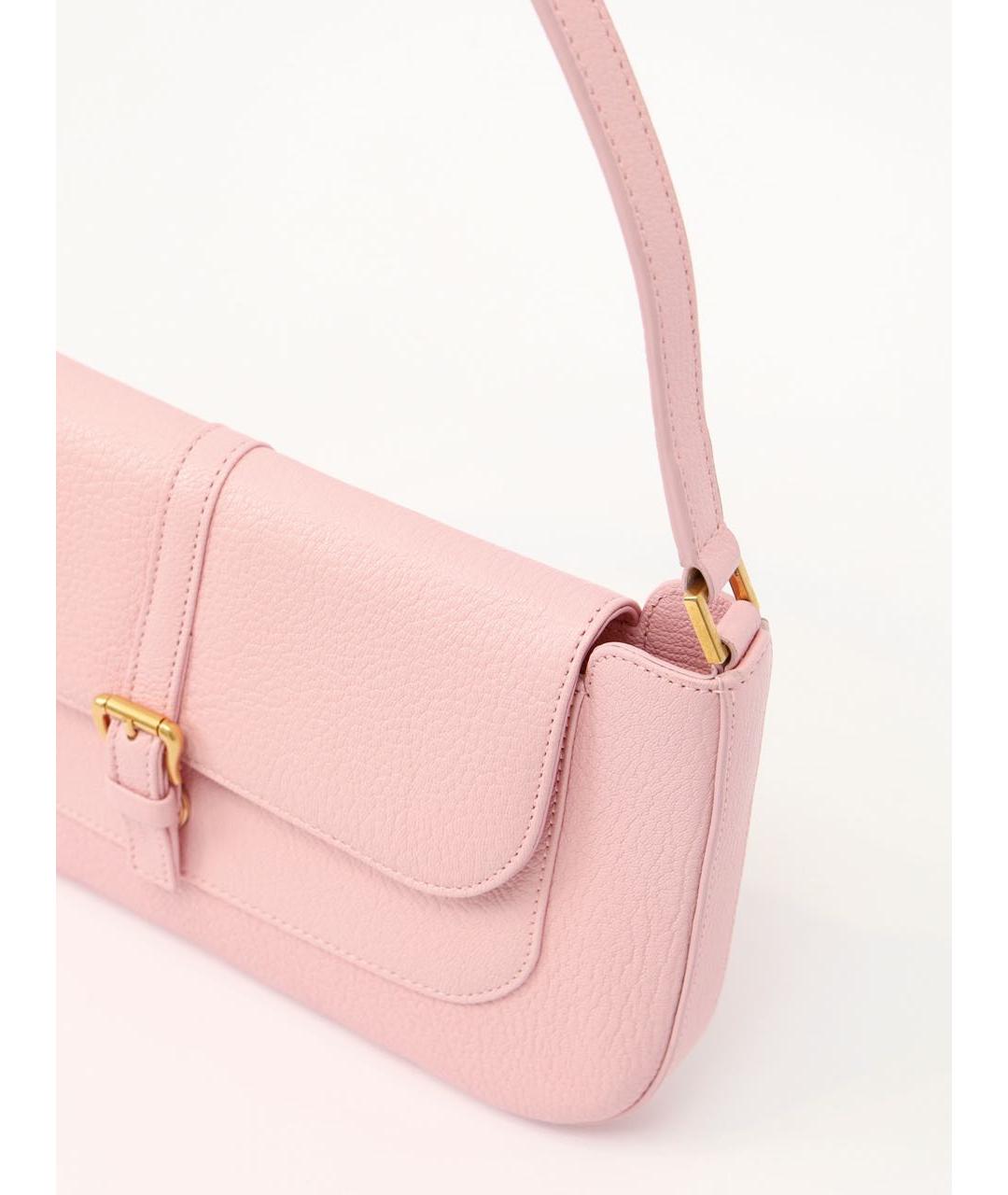 BY FAR Розовая кожаная сумка с короткими ручками, фото 8