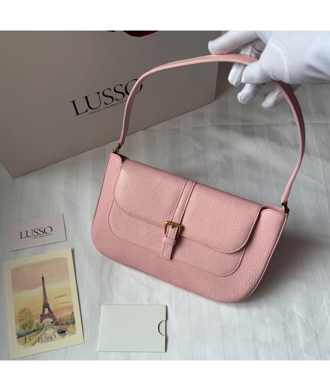 BY FAR Розовая кожаная сумка с короткими ручками, фото 2