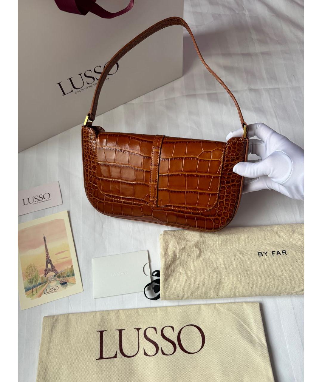 BY FAR Коричневая кожаная сумка через плечо, фото 3