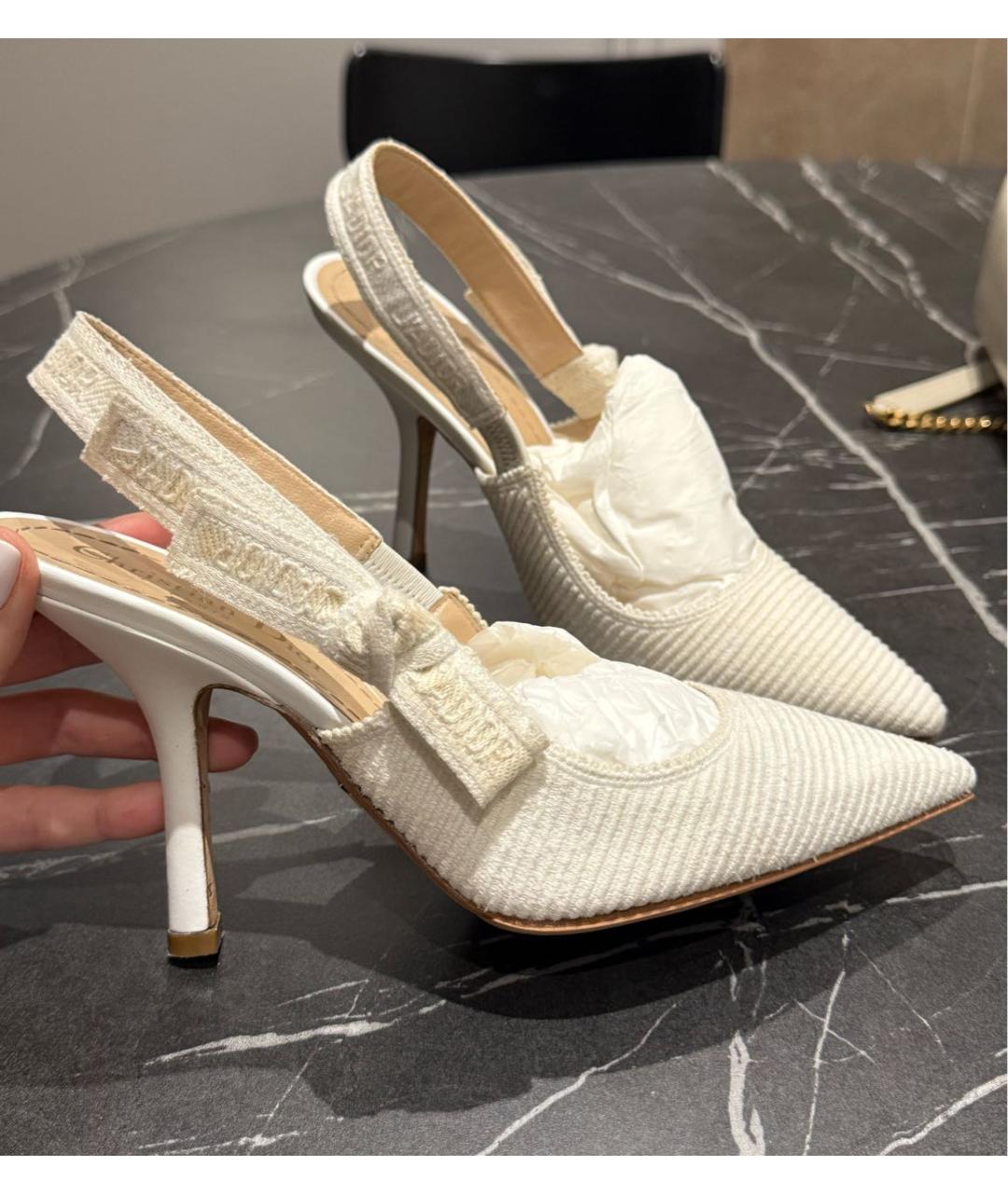 CHRISTIAN DIOR Белые текстильные туфли, фото 3