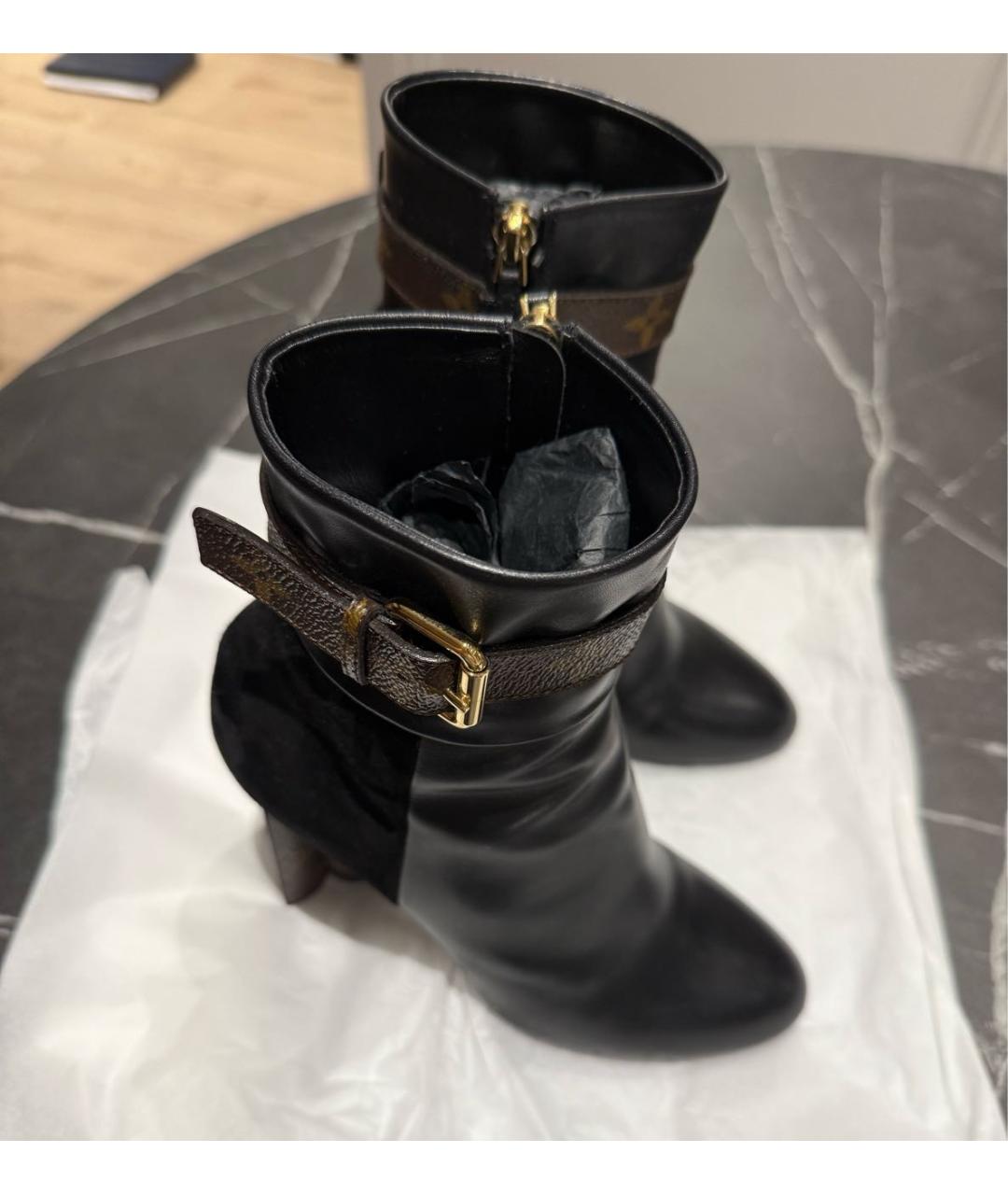 LOUIS VUITTON Черные кожаные ботильоны, фото 3