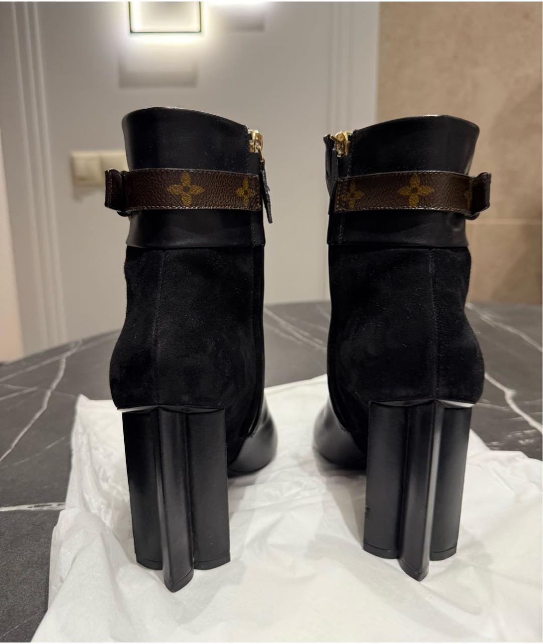 LOUIS VUITTON Черные кожаные ботильоны, фото 6