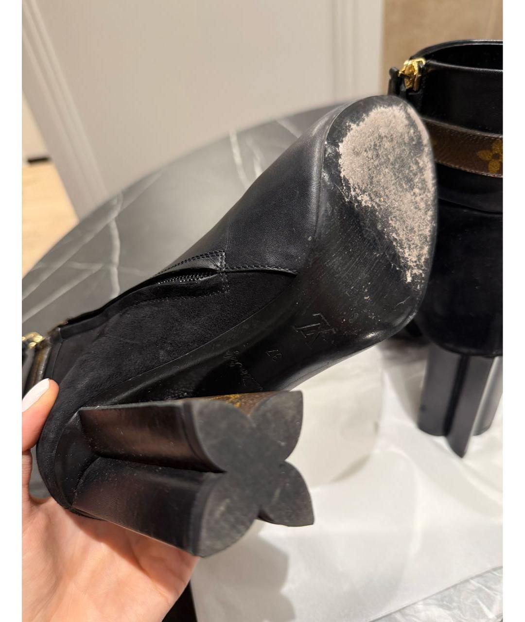 LOUIS VUITTON Черные кожаные ботильоны, фото 5