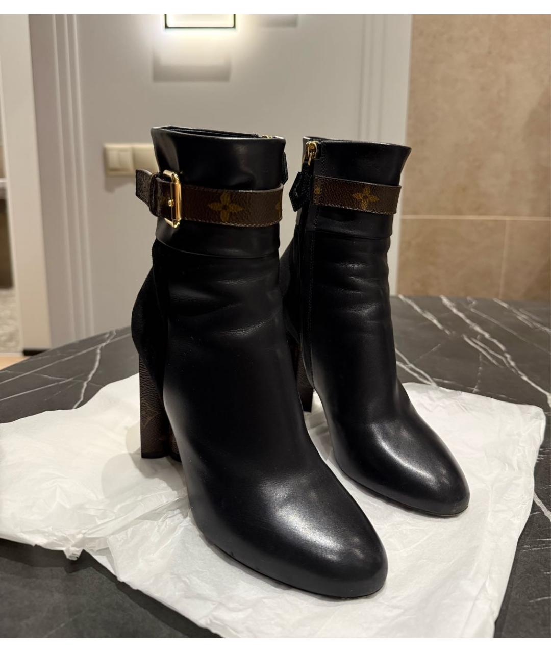 LOUIS VUITTON Черные кожаные ботильоны, фото 2