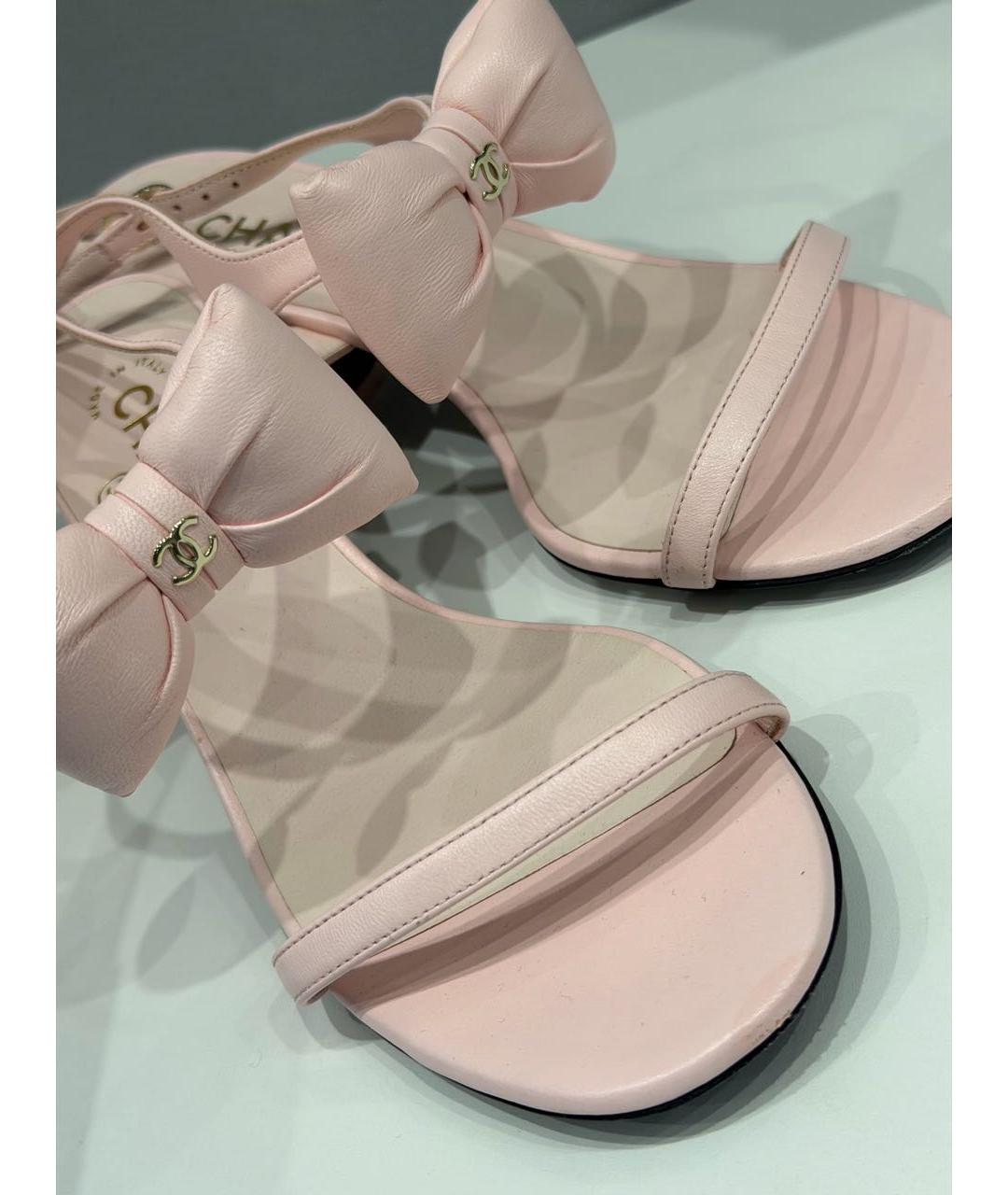 CHANEL Розовые кожаные босоножки, фото 5