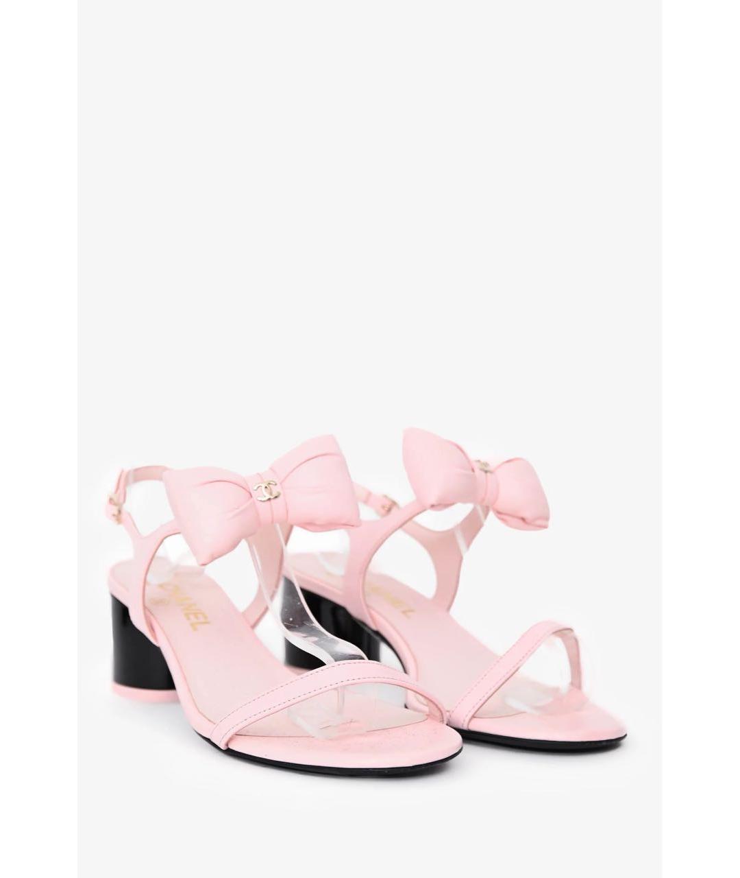 CHANEL Розовые кожаные босоножки, фото 2