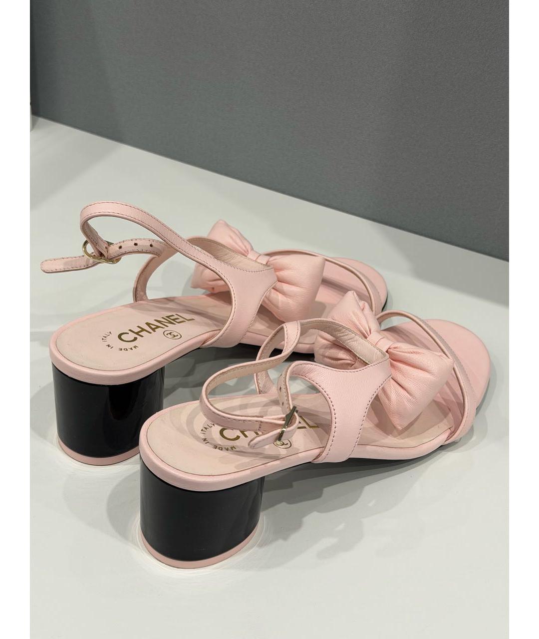 CHANEL Розовые кожаные босоножки, фото 7