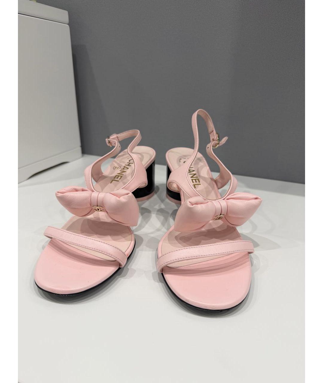 CHANEL Розовые кожаные босоножки, фото 6
