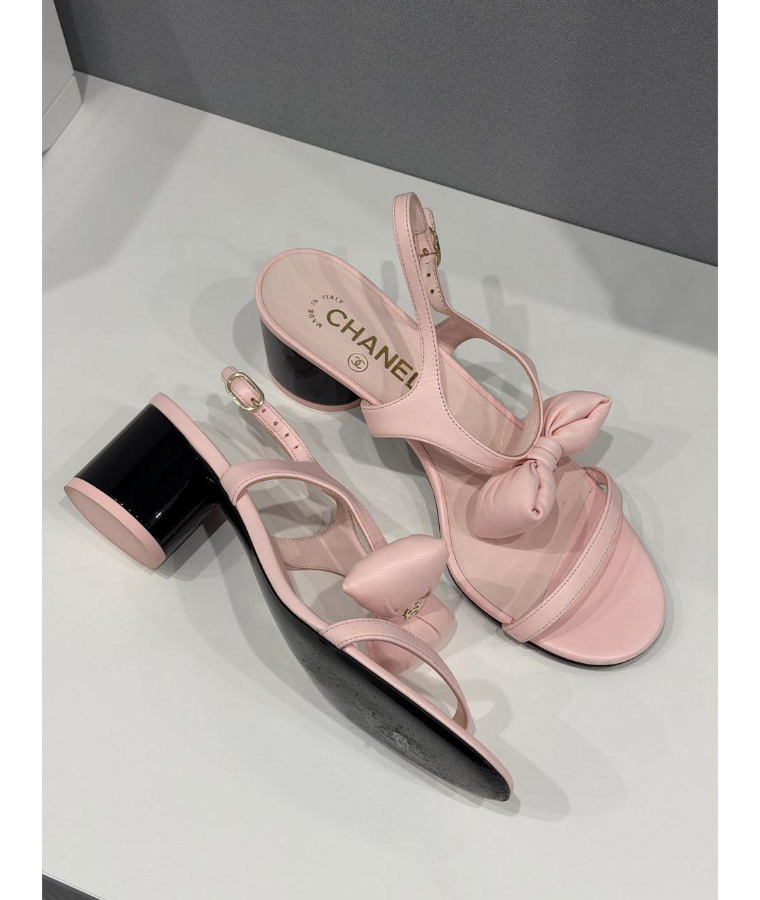 CHANEL Розовые кожаные босоножки, фото 4