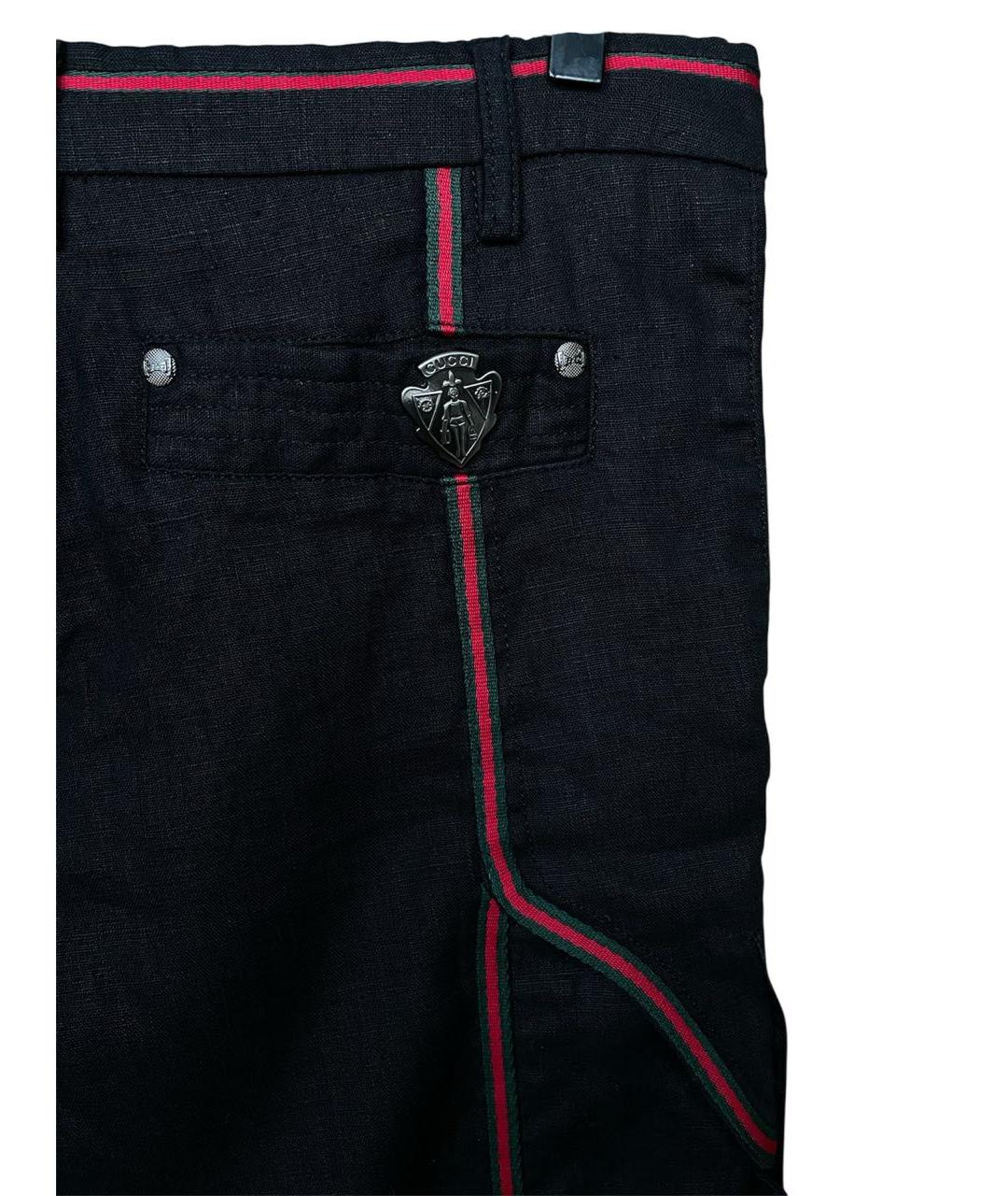 GUCCI Черные хлопковые брюки широкие, фото 5