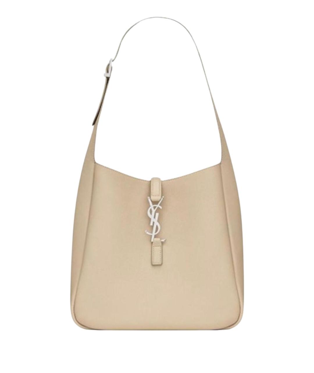 SAINT LAURENT Бежевая кожаная сумка через плечо, фото 1