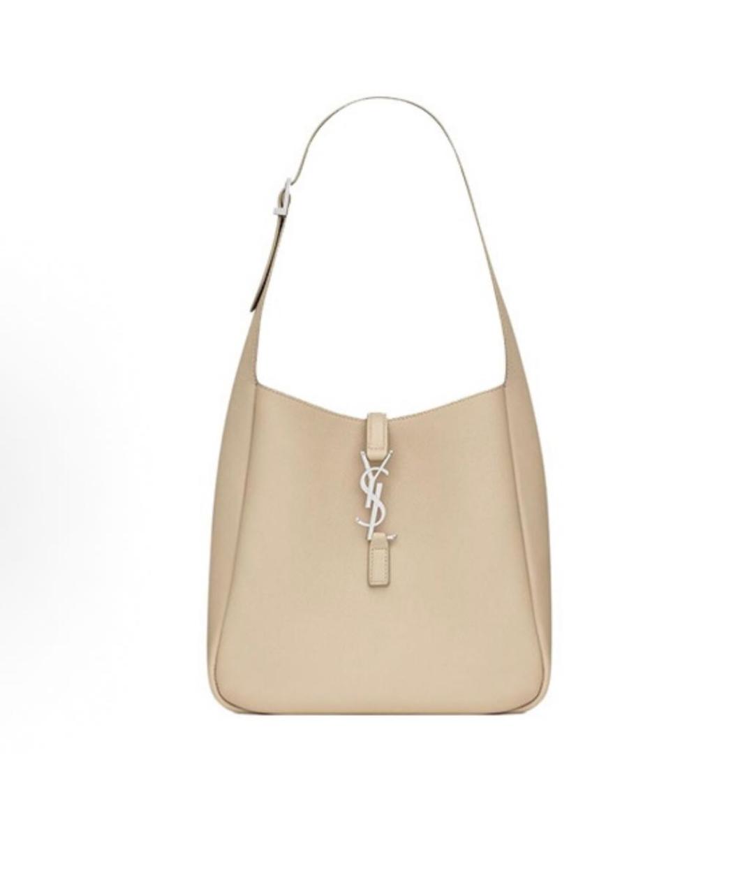 SAINT LAURENT Бежевая кожаная сумка через плечо, фото 3