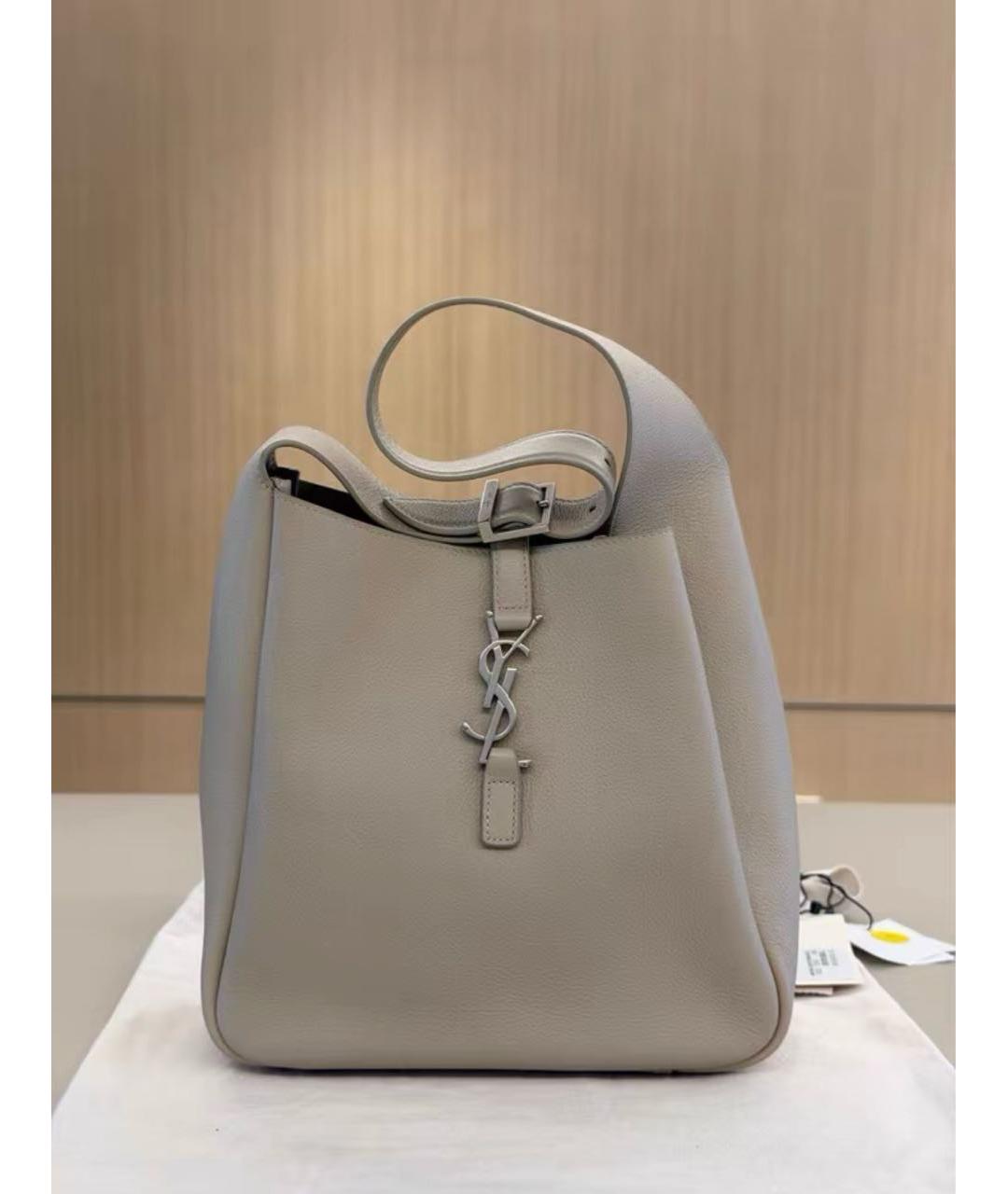 SAINT LAURENT Бежевая кожаная сумка через плечо, фото 2