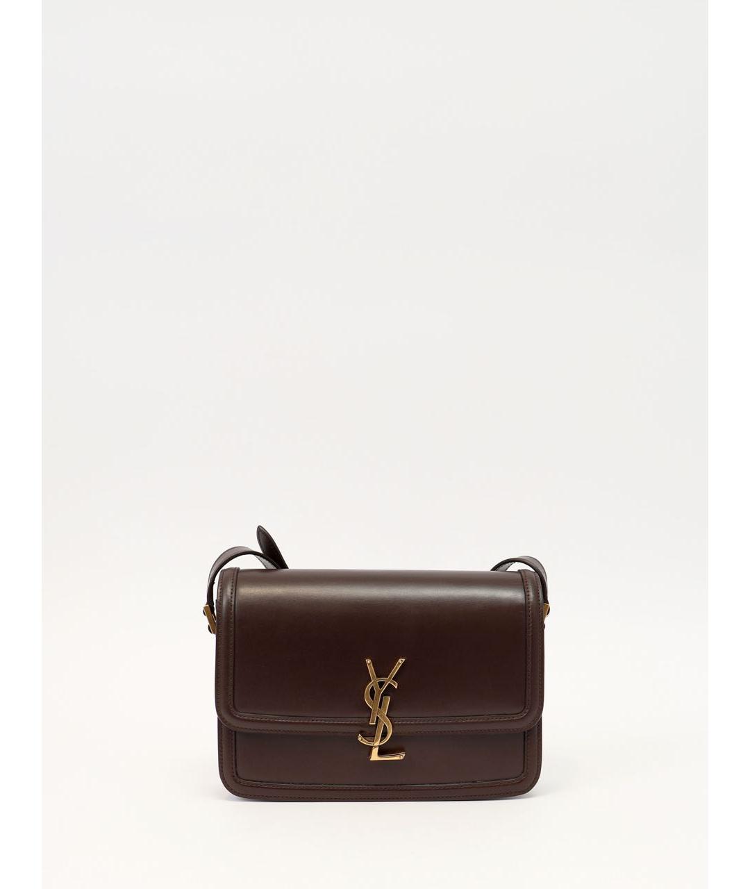 SAINT LAURENT Коричневая кожаная сумка через плечо, фото 9