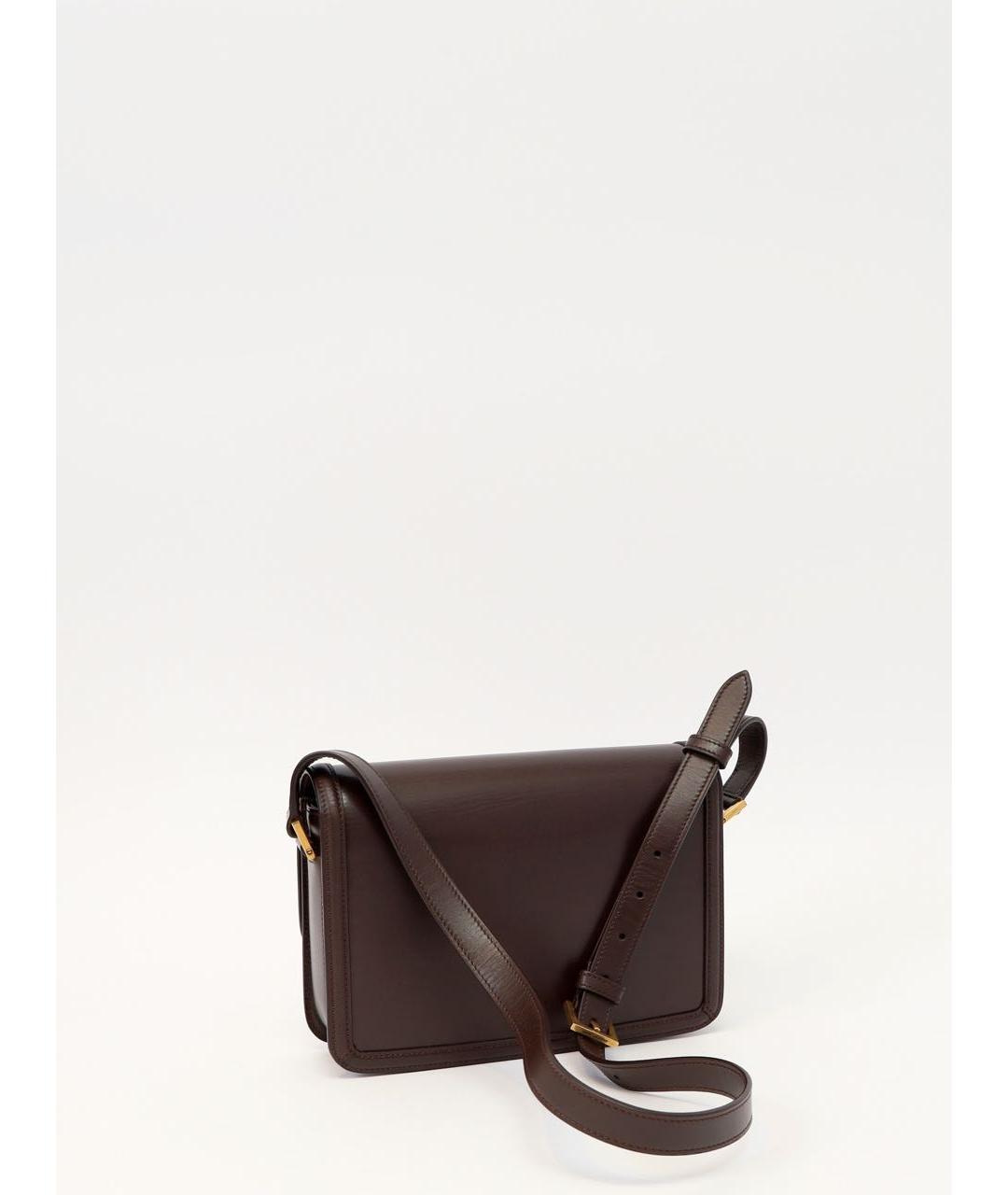 SAINT LAURENT Коричневая кожаная сумка через плечо, фото 3