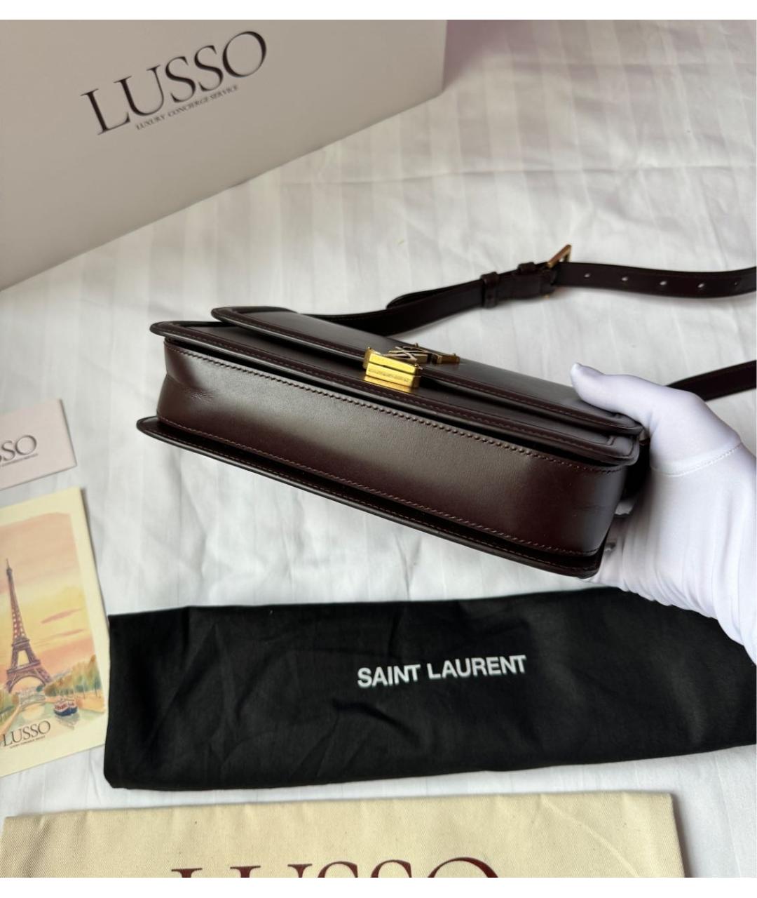 SAINT LAURENT Коричневая кожаная сумка через плечо, фото 5