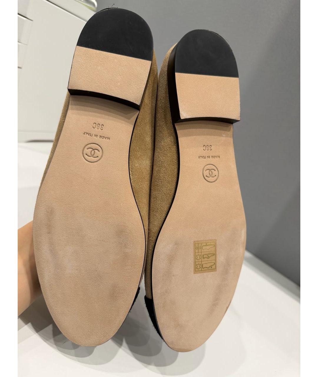 CHANEL Бежевые замшевые балетки, фото 7