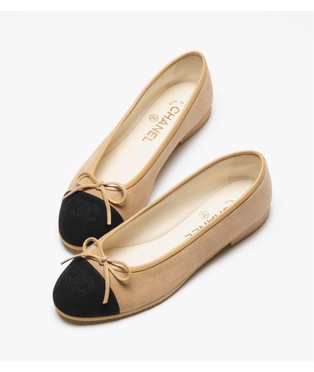 CHANEL Бежевые замшевые балетки, фото 2