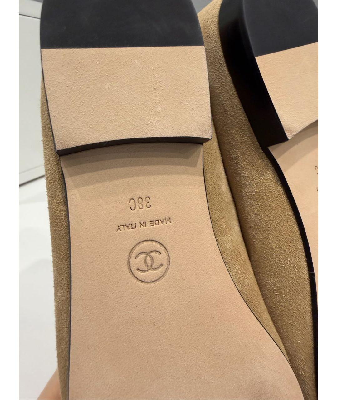 CHANEL Бежевые замшевые балетки, фото 8