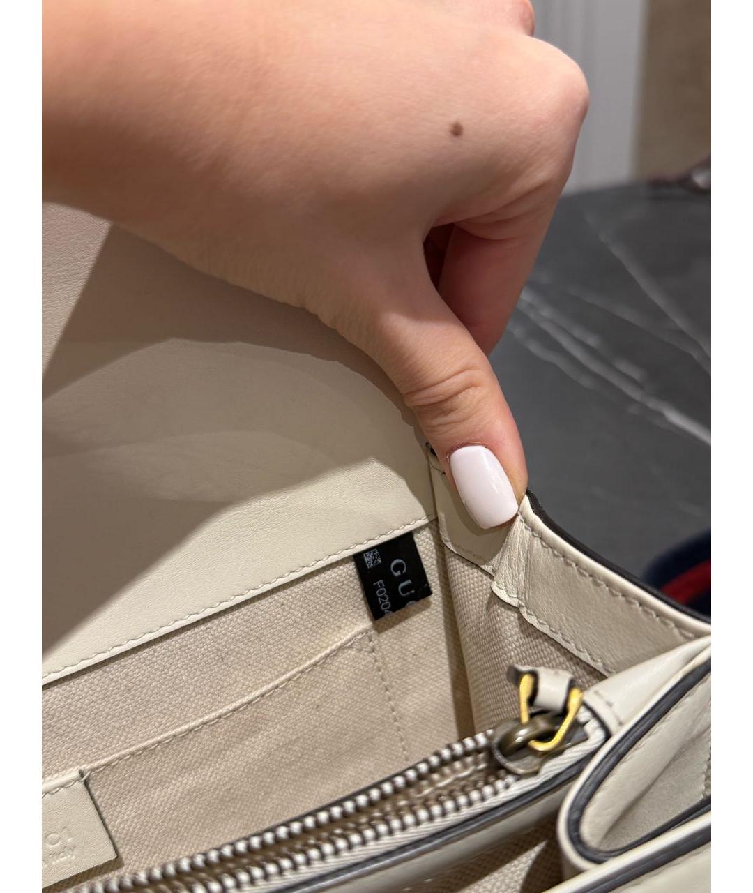 GUCCI Белая кожаная сумка с короткими ручками, фото 6