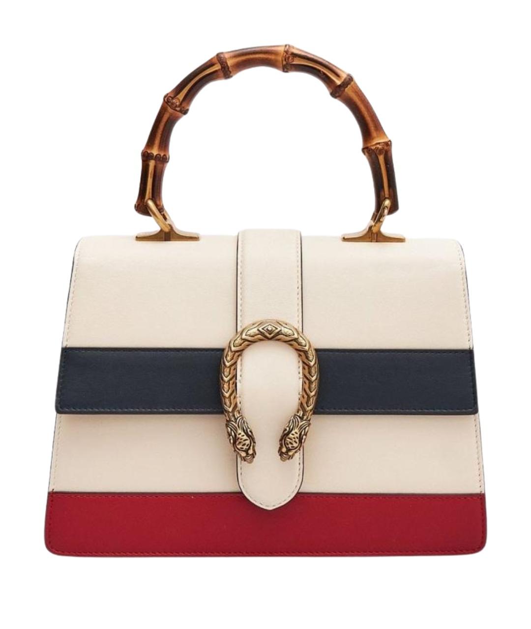 GUCCI Белая кожаная сумка с короткими ручками, фото 1