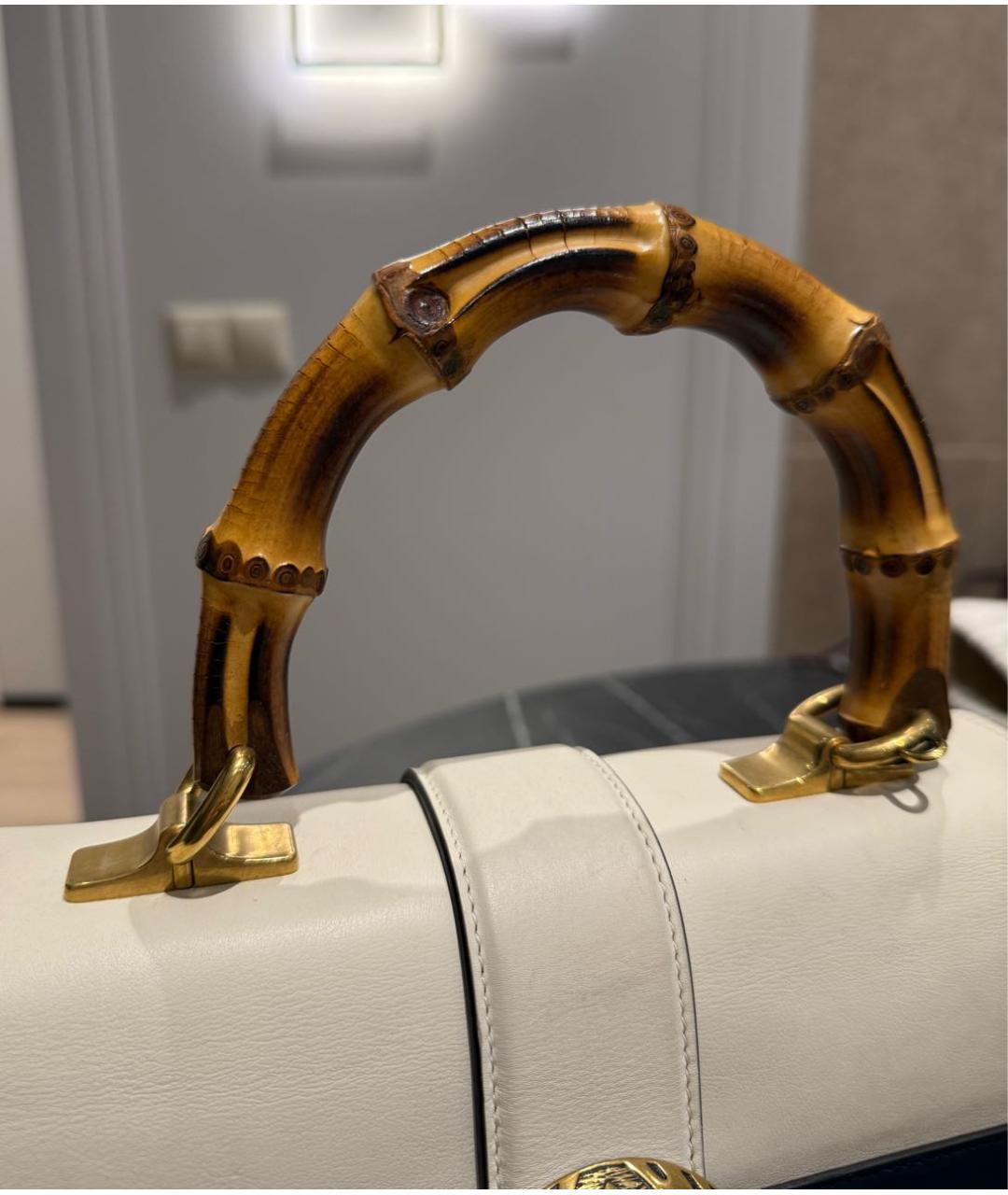 GUCCI Белая кожаная сумка с короткими ручками, фото 4