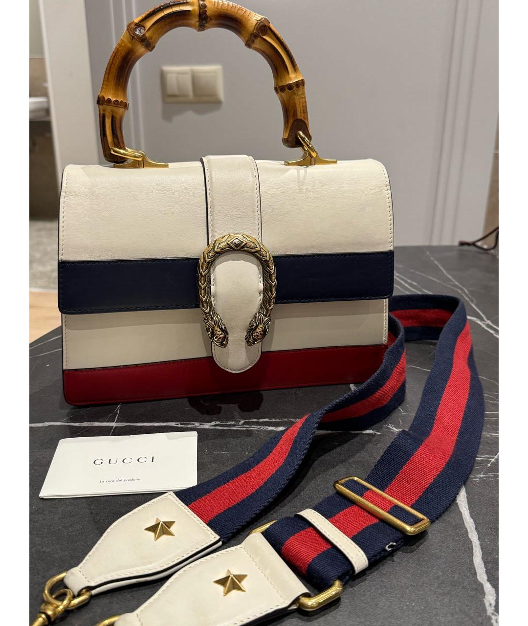 GUCCI Белая кожаная сумка с короткими ручками, фото 2