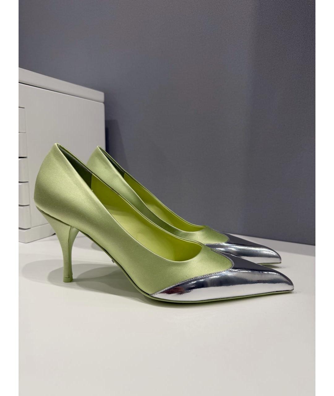 PRADA Зеленые текстильные туфли, фото 4