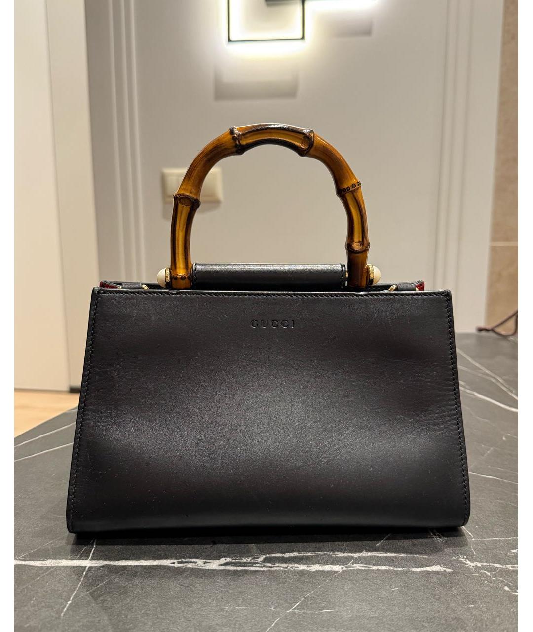 GUCCI Черная кожаная сумка с короткими ручками, фото 6