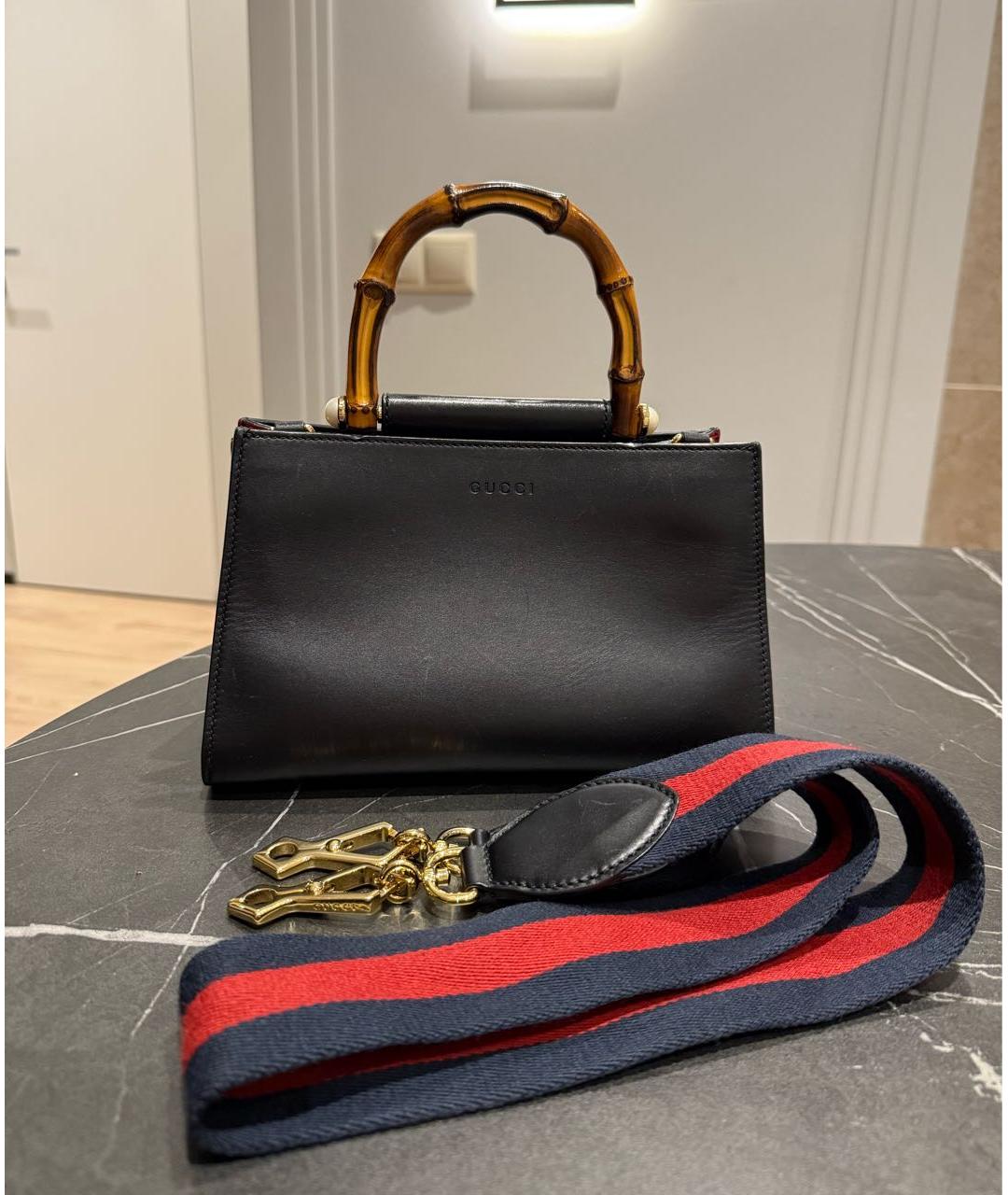 GUCCI Черная кожаная сумка с короткими ручками, фото 2