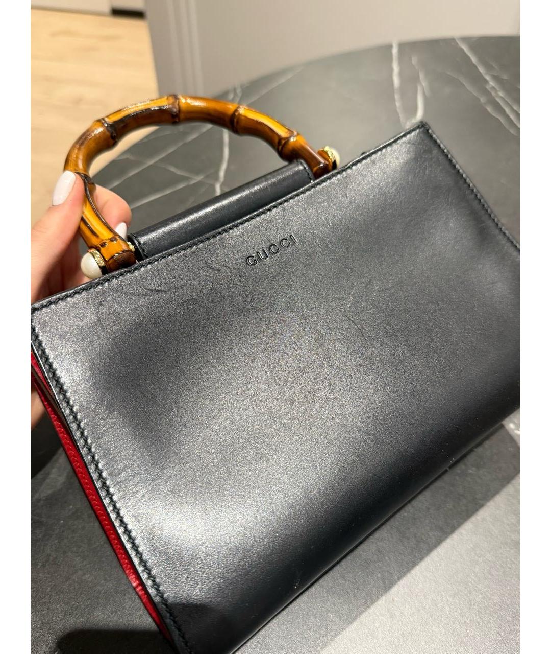 GUCCI Черная кожаная сумка с короткими ручками, фото 4