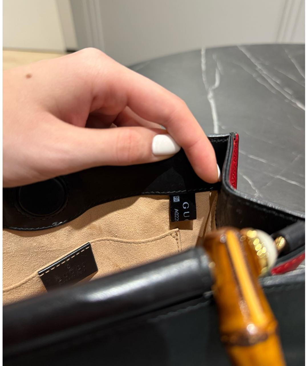 GUCCI Черная кожаная сумка с короткими ручками, фото 3