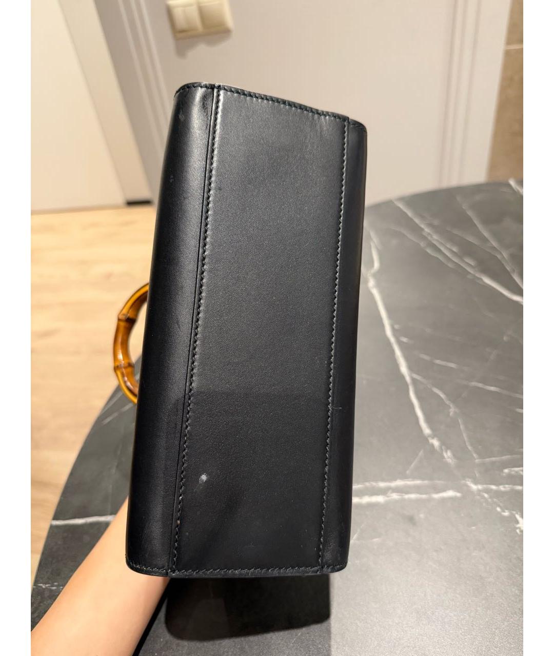 GUCCI Черная кожаная сумка с короткими ручками, фото 5