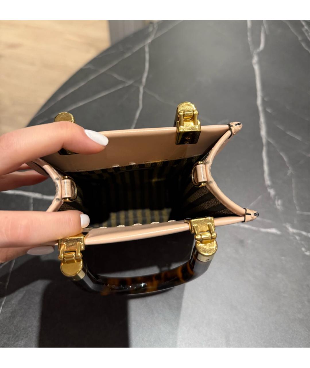 FENDI Розовая кожаная сумка с короткими ручками, фото 5