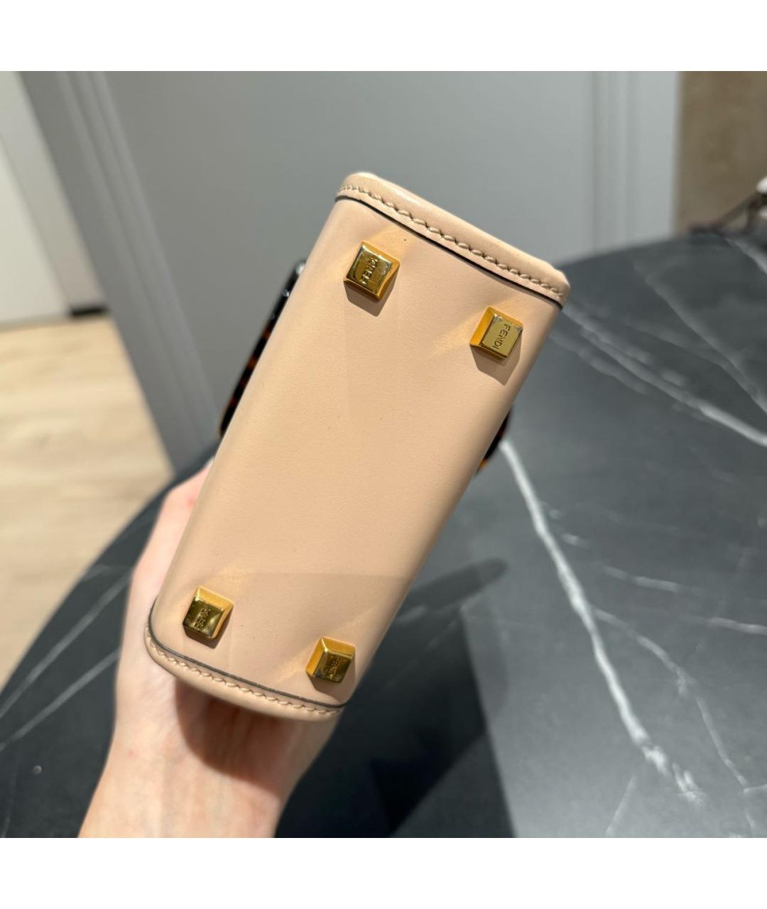 FENDI Розовая кожаная сумка с короткими ручками, фото 4