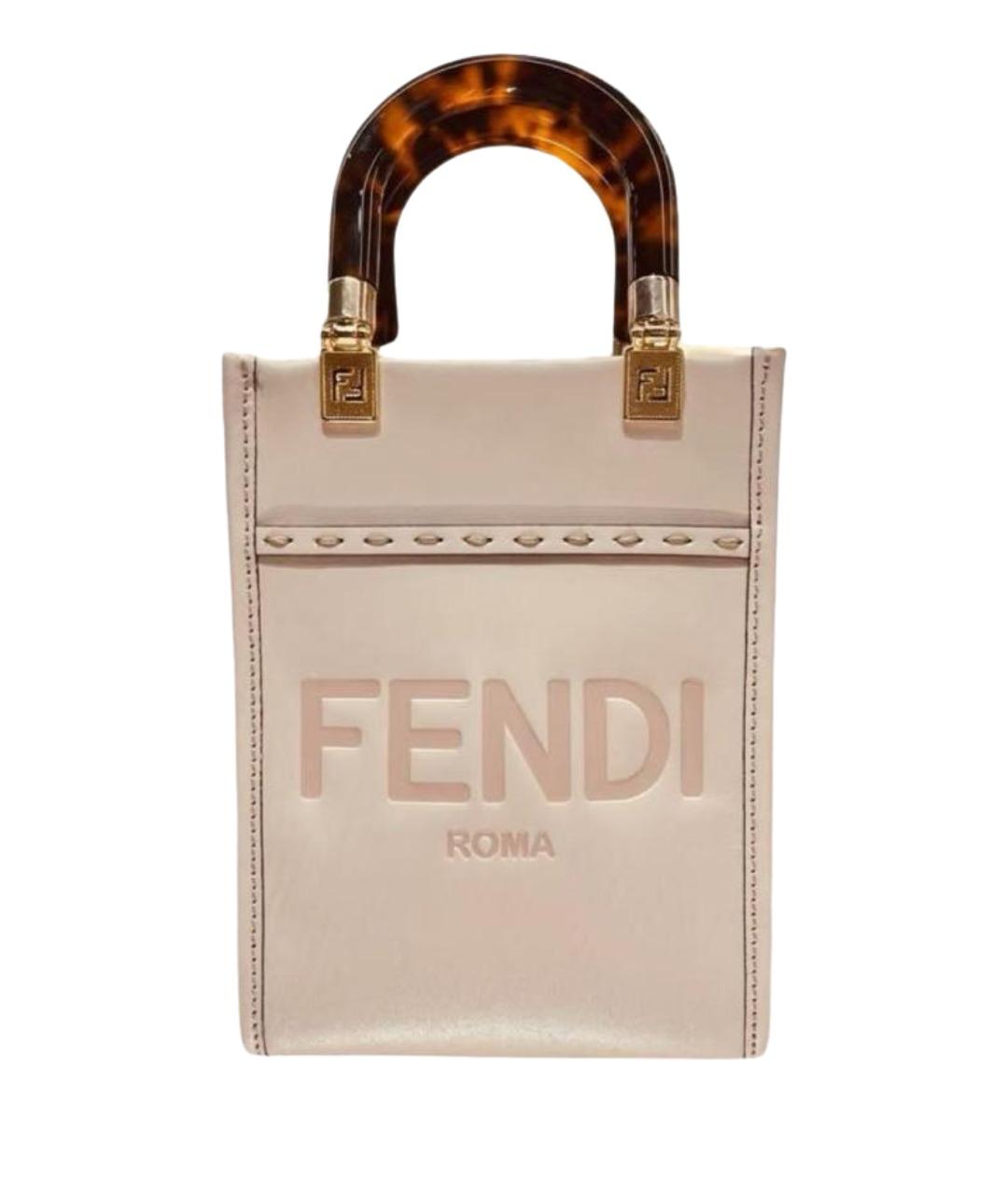 FENDI Розовая кожаная сумка с короткими ручками, фото 1