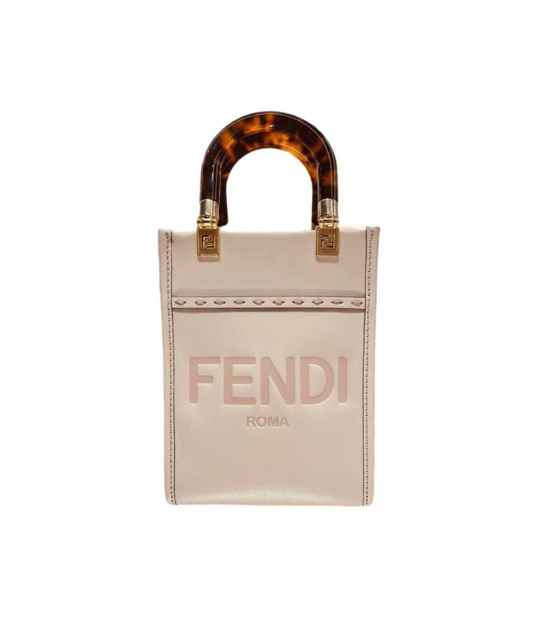 FENDI Розовая кожаная сумка с короткими ручками, фото 6