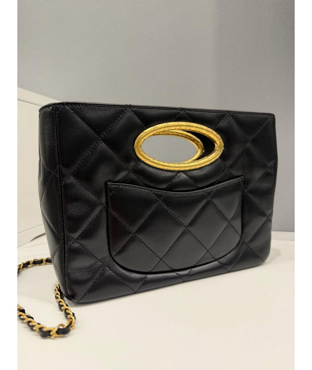 CHANEL Черная кожаная сумка с короткими ручками, фото 7