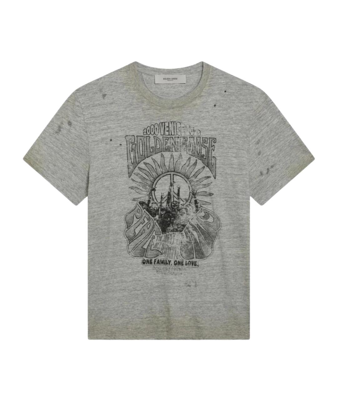 GOLDEN GOOSE DELUXE BRAND Серая хлопковая футболка, фото 1