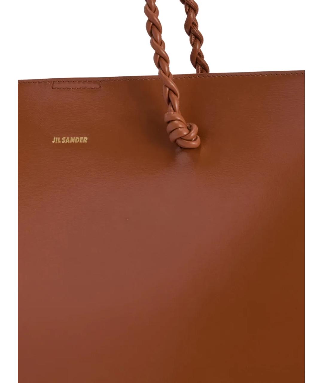 JIL SANDER Коричневая кожаная сумка тоут, фото 3